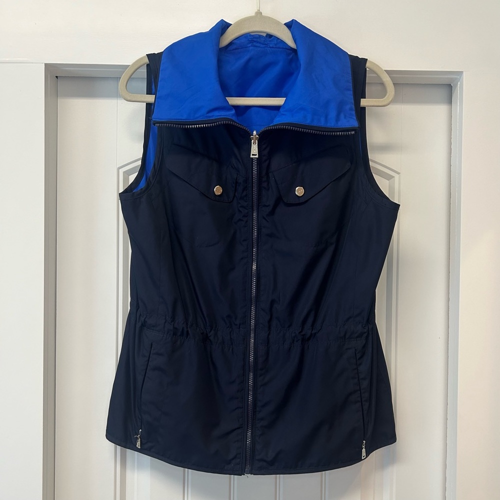 Lauren Ralph Lauren Woman’s Reversible Navy To Royal Blue Sporty Vest Si…